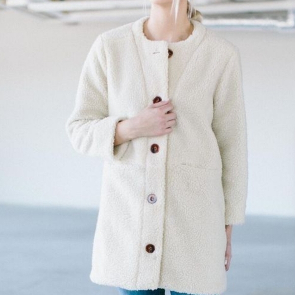 Loup Jackets & Blazers - Loup Carly Faux Shearling Button Up Coat   Size S